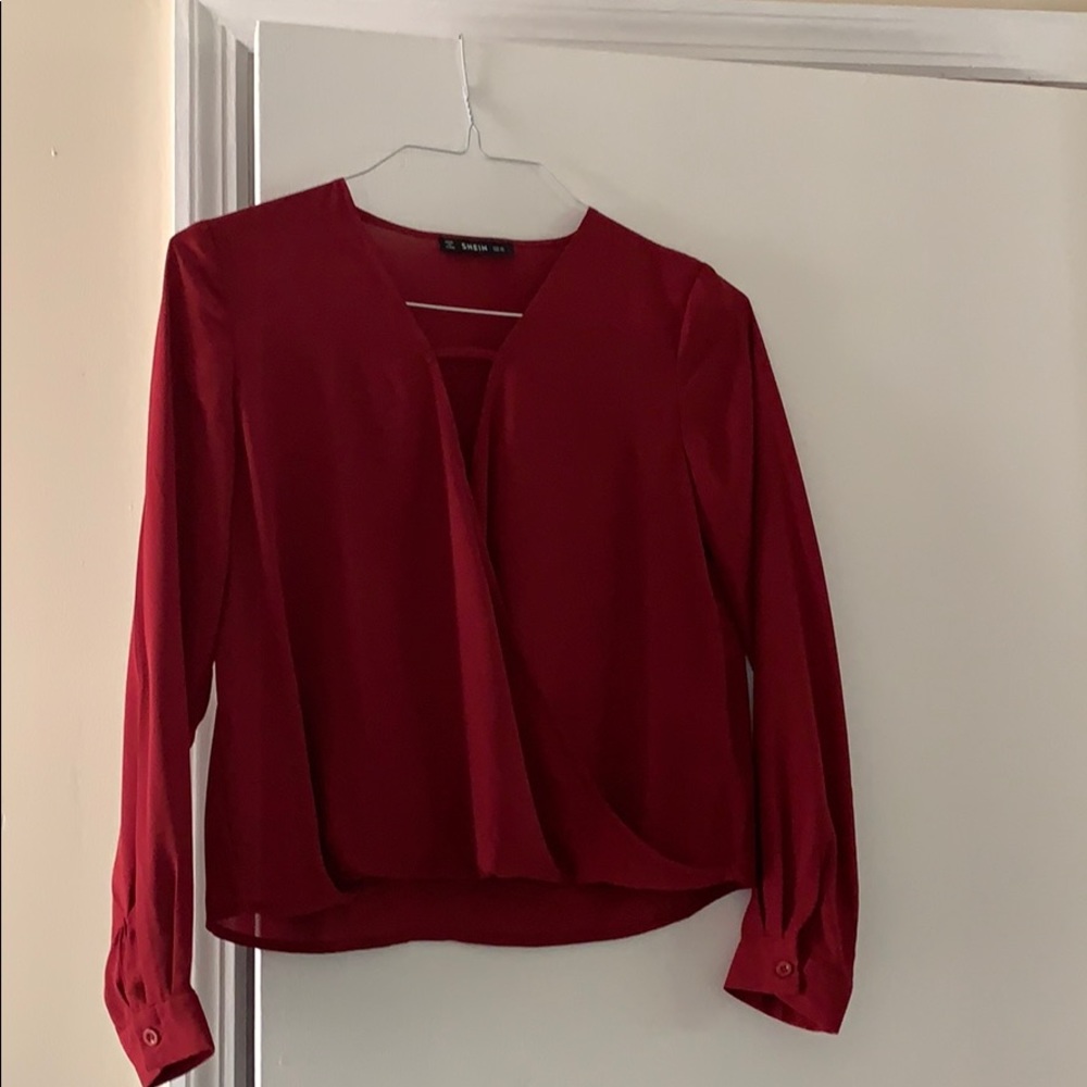 Red vneck blouse